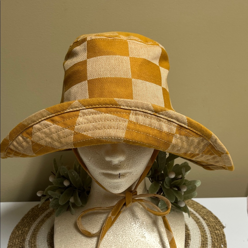 Business & Pleasure Checkered Yellow Sun Hat